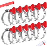 Lot de 12 colliers de serrage réglables de 32 à 50 mm en acier inoxydable avec poignée rouge pour piscine, machine à laver, tuyau d'eau, tuyau de gaz, jardin