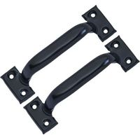 Lot de 2 poignées de porte de grange vintage pour armoires de cuisine, entraxe des trous : 101 mm, fer noir