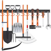 Garage Organizer, 64inch Adjustable Storage System With 16 Hooks 4 Pcs Rails Tool Storage Wall Mounted Garden Storage Door Mop Broom Tools Hol