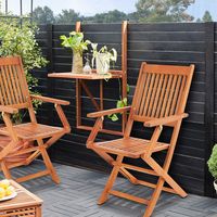CASARIA® 3Pc Wooden Balcony Folding Furniture Set Acacia 65x45x87cm Table Chairs