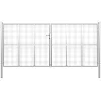 Portail de jardin en acier galvanisé 415 x 175 cm Argent vidaXL