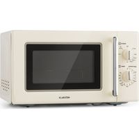 Klarstein – Micro-ondes à poser 20L 700W – Grill 1000W – Plateau tournant Ø25,5cm – Technologie QuickSelect – Compact rétro crème