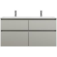 burgbad Lin20 Lavabo bajo para lavabo doble blanco mate con