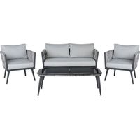 Lounge Set mit Tisch 4-Sitzer PREVEZA Polyrattan Grau