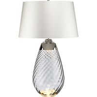 Elstead Lena 2 Light Große Rauchtischlampe mit cremefarbenem Schirm, rauchgetöntem Glas, cremefarbenem Schirm, E27