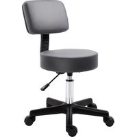 HOMCOM Rollhocker höhenverstellbar mit Rückenlehne Drehhocker 72-84 cm Arbeitshocker 360° drehbar Bürohocker für Büro Salon Massage Spa Grau