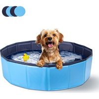 Piscine pour Chien, Rigide Bassin, Baignoire Pliable pour Petit et Grande Chien, Chat, 80 20cm, S, Bleu