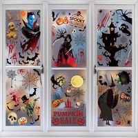 Design réaliste : Les autocollants pour fenêtres d’Halloween contiennent 9 planches avec différents motifs d’Halloween, tels que des fantômes.