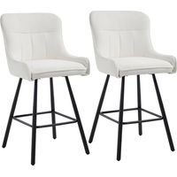 Wahson Tabouret de Bar Lot de 2 en Chenille, Chaise de Bar avec Pied Métal, Tabouret Haut Cuisine Moderne pour Café/Restaurant/Bar, Beige