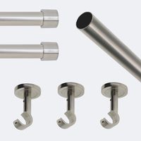 Kit de tringle à rideaux Nickel Mat 250cm Diam.20mm Embout Capuchon - Fixation Plafond - Boulet