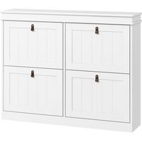 Zapatero estrecho 4 puertas abatibles estantes ajustables 20 pares zapatos antivuelco 105x24x82,5 cm