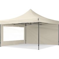 TOOLPORT 4x4m PES 750 Pop up gazebo party tent PREMIUM Steel 40 mm, incl. Sidewalls with Panorama Windows, cream