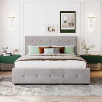 Letto imbottito 140x200 cm letto matrimoniale con cassetto e schienale, velluto delicato sulla pelle, letto adulti, grigio