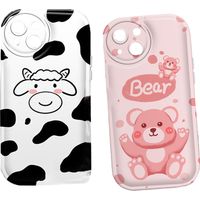 Lot de 2 coques de téléphone en TPU à coussin d'air, motif animal, design de dessin animé, compatible avec iPhone 14 Plus