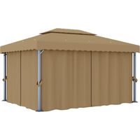 Tonnelle avec rideau 4x3 m Taupe Aluminium