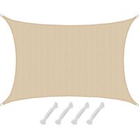 UV Sonnensegel 4x6 HDPE Rechteckig Sonnenschutz Überdachung Garten Balkon Beige