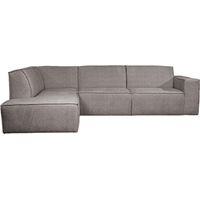 ELIA - Canapé d'angle en tissu gris- Angle gauche