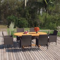 7 Piece Garden Dining Set with Cushions Brown vidaXL