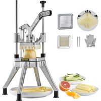 VEVOR Coupe-Frites Professionnel Manuel Coupe-Legumes Multifonction Commercial en Inox Lame de 0,64 cm Coupe Pomme de Terre Fruits en Batonnets Des avec 2 Lames de Rechange pour Restaurant Cuisine