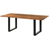 Table à manger en bois d'acacia 160x90x76 naturel laqué / Epoxy noir, pieds en U anthracite mat EPOXY