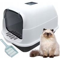 Bac à litière pour chat : Grand bac à litière intégré et résistant, avec pelle à litière.