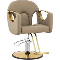 Physa – Fauteuil de coiffure beige avec repose-pieds – Hauteur réglable 53-64 cm – Charge max. 180 kg – Acier inoxydable et PU