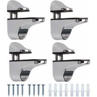 Pieces Glass Shelf Support, Adjustable Polished Zinc Alloy Bathroom Glass Shelf for Glass and Wood Floors Up to 3-20mm Thickness Max - Crezuo