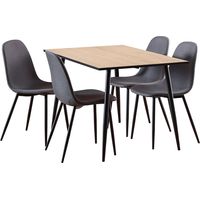 Wilma ensemble pour salle à manger table et 4 chaises blanc, gris foncé.