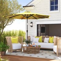 Parasol Ø300 cm,parasol à manivelle,parasol octogonal jaune sur balcon