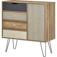 Cómoda 4 cajones estilo boho madera patas metal salón dormitorio marrón 79x39x86 cm