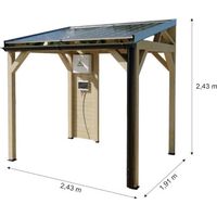 Cochera con sistema fotovoltaico, 1,82 x 2,33 m, techo con paneles de 1 kW, madera tratada térmicamente – WT1823TH Foresta