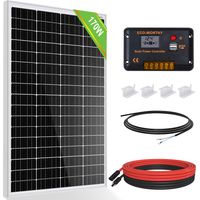ECO-WORTHY 170W 12V monokristallines Solarpanel Kit Solarmodul mit 30A Laderegler + 5m Solaradapter-Kit + Z-Halterungen, netzunabhängig, geeignet für Wohnmobil Boot Haushalt