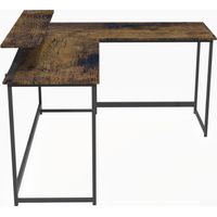 L Computer Desk with Self Corner Desk Work Table Home Office Table Industrial Rustic Brown