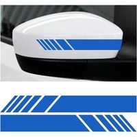 2 PCS Autocollant Réfléchissant pour Rétroviseur de Voiture, Rétroviseur Autocollant de Voiture Bande Réfléchissante, Autocollant Personnalisés Autocollants Bande Latérale Voiture(Bleu)