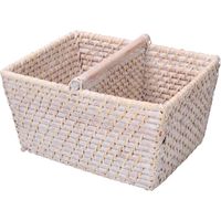 Rechteckiger Aufbewahrungskorb aus weißem Algarve-Rattan cm26x21h15