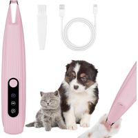 Tondeuse pour Chien, Tondeuse Chien Tondeuses pour Chat Rasoir, Tondeuses de Pattes Silencieuse pour Animaux Rechargeable avec Lumière LED pour Chat Chiens Pattes-Rose