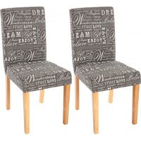 Lot de 2 chaises de salle à manger en tissu imprimé gris pieds clairs CDS04019