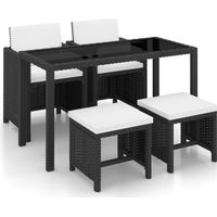 Salon de jardin encastrable 5pcs, Ensemble table et chaises de jardin, Meuble de jardin et, Ensemble table et chaises de jardin, Meuble de jardin coussin Résine tressée Noir MKW103868