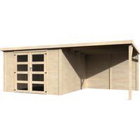 Décor Et Jardin – Abri de jardin bois DÉLICES 579x307 cm – Surface utile 8,94 m² – Double porte vitrée – Toiture en feutre bitumeux – Épaisseur 28 mm