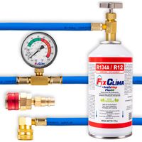 Kit de climatisation automobile R134a – Gaz 170g + mastic – Tuyau avec manomètre – Adaptateur HP/BP inclus