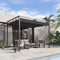 Pergola autoportante métallique environ 3 x 2 m bicolore noir et gris. Toit réglable et protection UV, parfait pare-soleil pour jardin et terrasse.