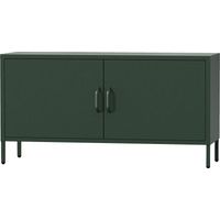 Jan Nowak Fernsehschrank ROSA TV Schrank TV mit Beinen Board für Wohnzimmer, Schlafzimmer Metall Fernsehtisch mit Türen und Stauraum, 115 x 59,5 x 40 cm, Flaschengrün