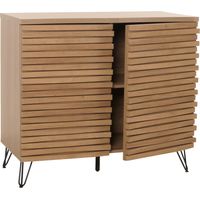 Cómoda HHG-437, aparador aparador alto, diseño 3D compartimentos de almacenamiento, MDF metal 85x95x45cm, naturaleza