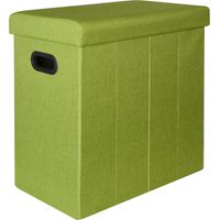 DuneDesign Cesta para la Ropa 70L Cesto para la Colada plegable Contenedore rectangular con tapa acolchada puf para sentarse Verde