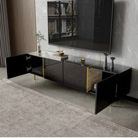 Mueble TV salón con 4 puertas negro brillo HAVRYA