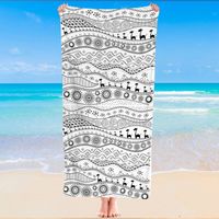 Serviette de bain microfibre, motifs aztèques, séchage rapide, absorbante