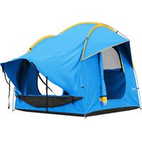 Autotent/kampeertent, 3 deuren, weerbestendig, 239 cm x 210 cm x 210 cm, oranje + blauw