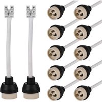 Douilles en céramique GU10 : câble en silicone de qualité 15 cm/10 mm, douille GU10, connecteur GU10 pour ampoule GU10 0-250 V, 3 A, douilles GU10 en céramique - 12 pièces