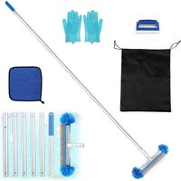 1 Brosse Piscine Ronde, Tige Télescopique Aluminium 210cm, Poils PP Denses, Plastique ABS, Pour Fond Et Parois