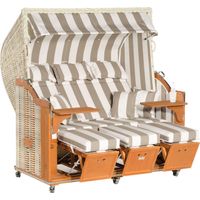 Sonnenpartner Classic 3-Sitzer Strandkorb Halbliegemodell Ostsee antikweiß/grau